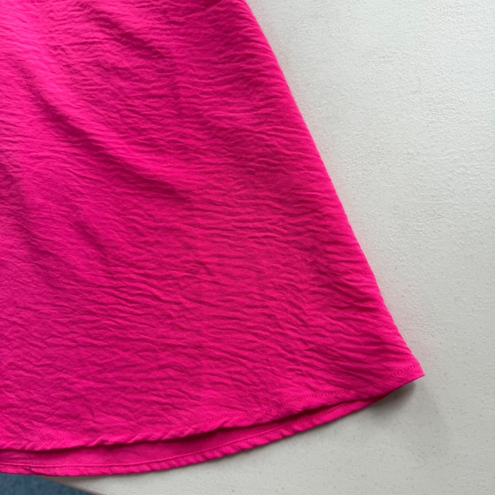 Monteau Los Angeles Women XS Hot Pink Ruched FlutterSleeve Mini Dress Barbiecore - Picture 10 of 13